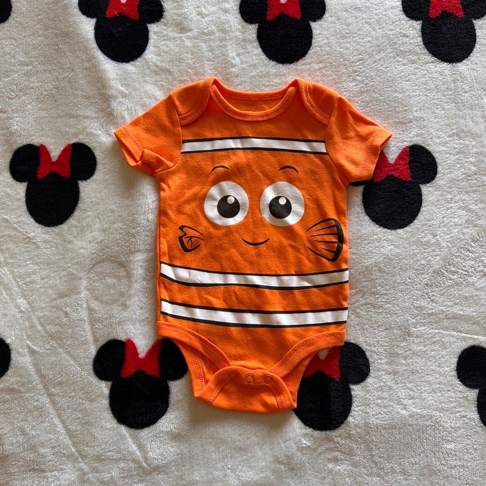 Disney Baby Pixar Finding Nemo Orange Bodysuit 3-6M Clownfish One Piece - AE1546